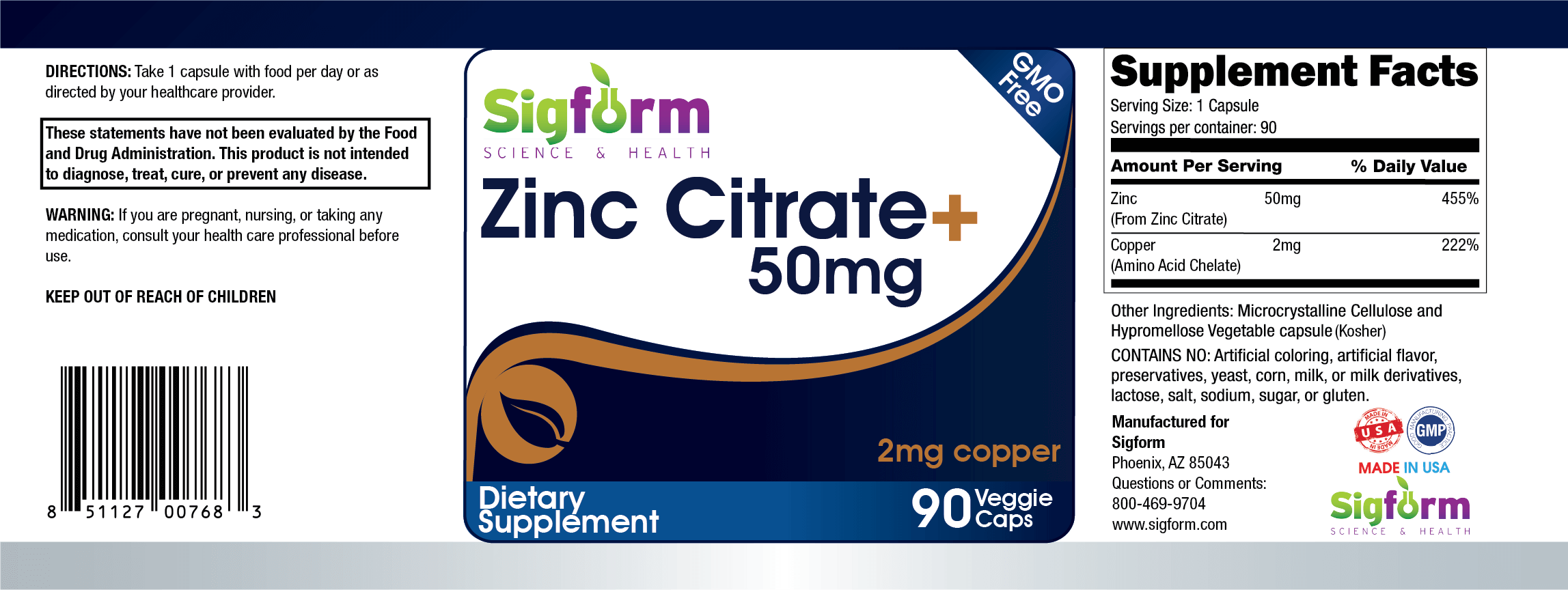 Zinc COPPERLABELPNG Zinc Citrate Plus 2